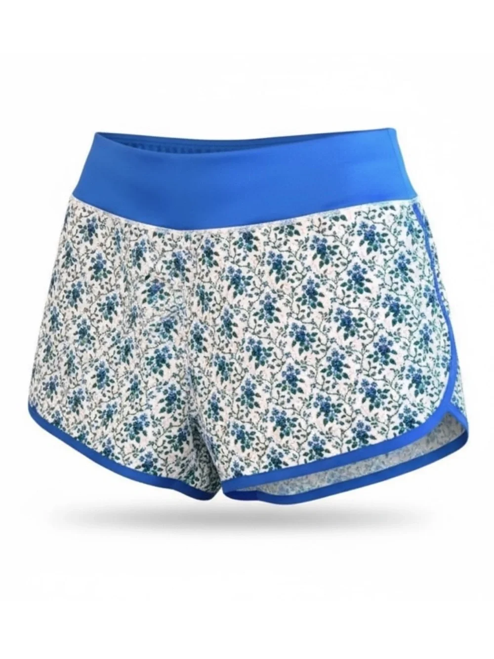 TUCKERNUCK Sport Floral Running Shorts Tennis Blue White Lined Small NWOT